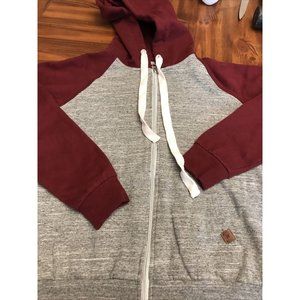 Womens Medium Doublju Grey Burgundy Zip Hoodie